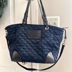 MZ Wallace large tote / shoulder / crossbody navy blue quilted bag